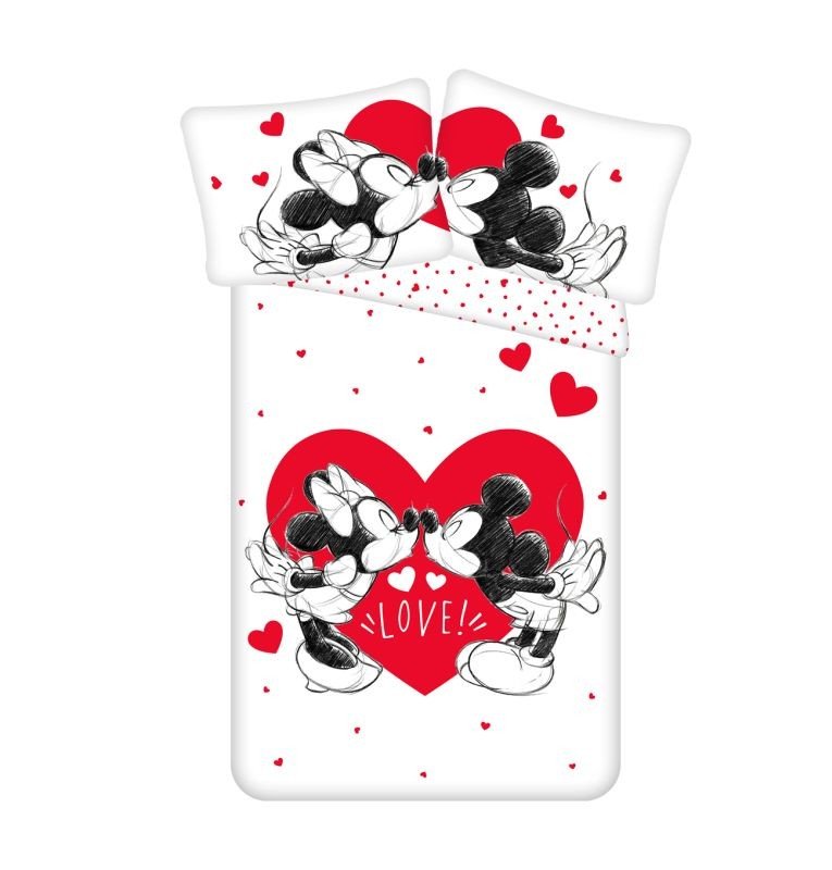 JERRY FABRICS Povlečení Mickey a Minnie Love 05 Bavlna, 140/200, 70/90 cm - Povlečení licenční