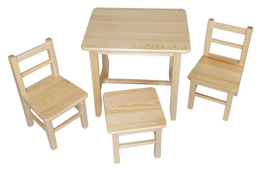 Dětský stůl se třemi židlemi Wood | Dětský nábytek a doplňky
