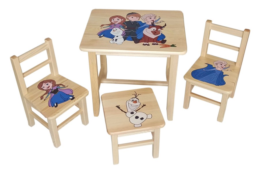 Dětský stůl se třemi židlemi Wood Frozen | Dětský nábytek a doplňky