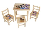 Dětský stůl se třemi židlemi Wood Mickey a Minnie