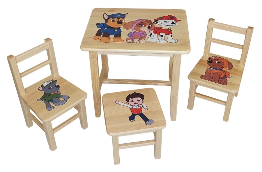 Dětský stůl se třemi židlemi Wood Tlapková Patrola - Dětské stoly a židle