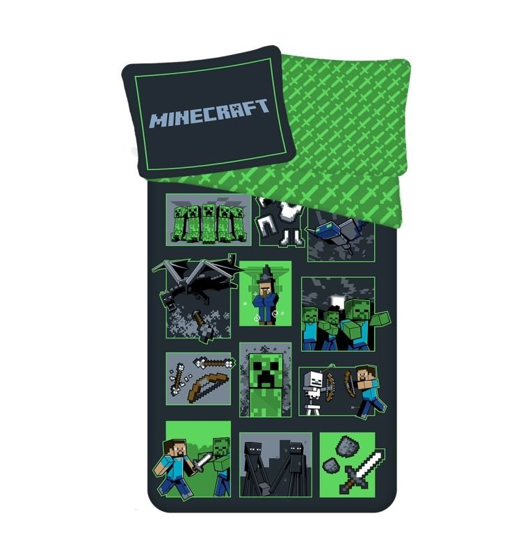 JERRY FABRICS Povlečení Minecraft Survival Mode Bavlna, 140/200, 70/90 cm - Povlečení licenční