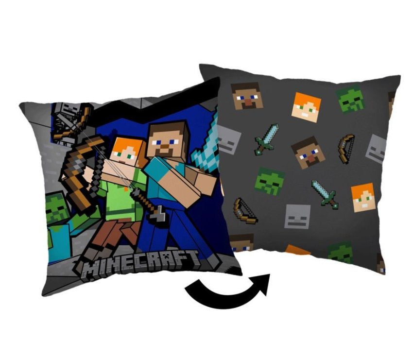 JERRY FABRICS Polštářek Minecraft Survival Mode Polyester, 40/40 cm - polštářky s výplní