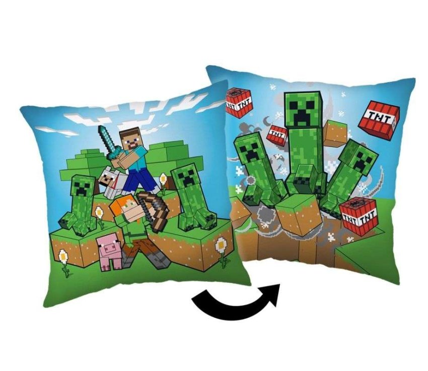 JERRY FABRICS Polštářek Minecraft Creeper rush Polyester, 40/40 cm - polštářky s výplní