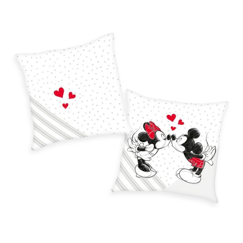 HERDING Polštářek Mickey a Minnie láska velur Polyester - Velur, 40/40 cm - polštářky s výplní