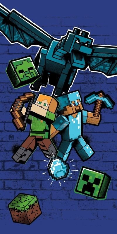 JERRY FABRICS Osuška Minecraft Metro Art Survive Bavlna - Froté, 70/140 cm - plážové osušky