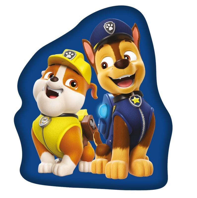 JERRY FABRICS Tvarovaný mikroplyšový polštářek Paw Patrol Blue Polyester, 31x28 cm - Polštářky