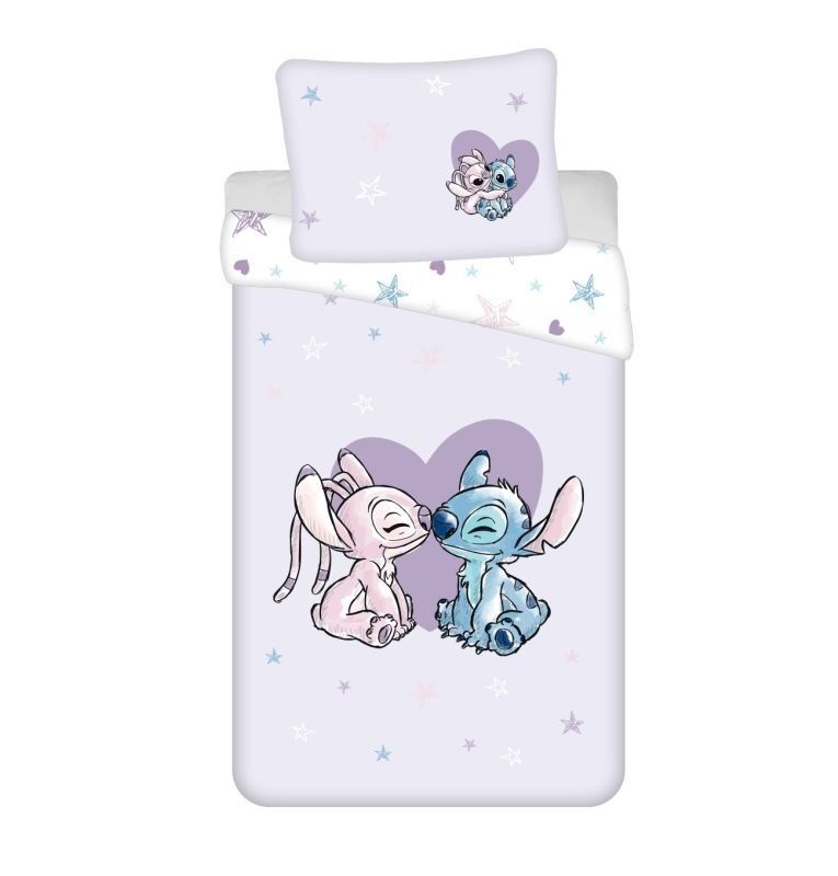 JERRY FABRICS Povlečení Lilo and Stitch Heart Bavlna, 140/200, 70/90 cm - Povlečení licenční