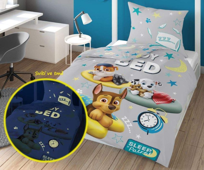 DETEXPOL Povlečení Paw Patrol sleep svítící Bavlna, 140/200, 70/80 cm - Povlečení licenční