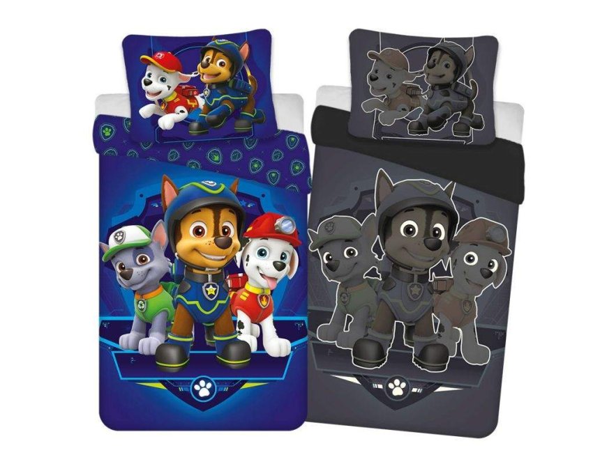 DETEXPOL Povlečení Paw Patrol modrá svítící Bavlna, 140/200, 70/80 cm - Povlečení licenční