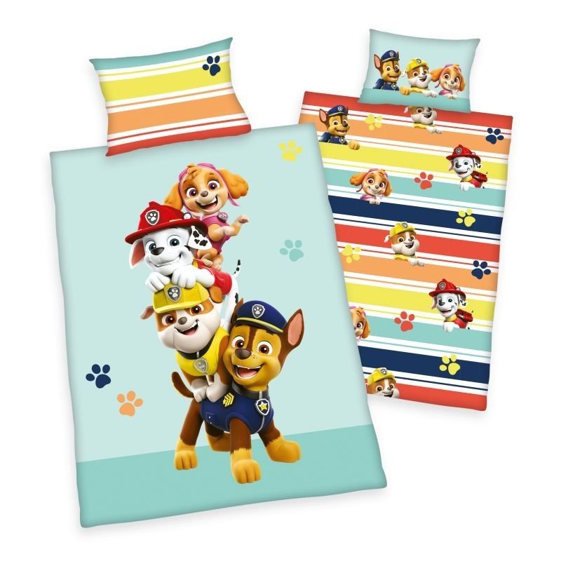 HERDING Povlečení do postýlky Paw Patrol stripe Bavlna, 100/135, 40/60 cm - Povlečení do postýlky