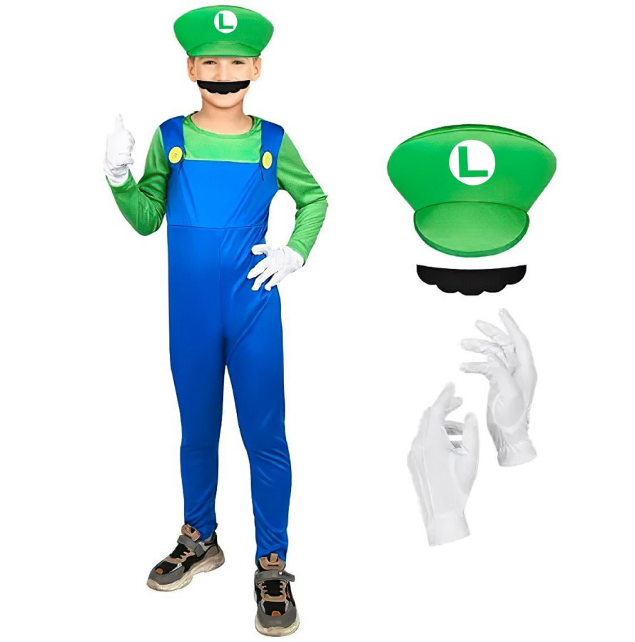 Dětský kostým Super Mario Luigi 110-122 M - Dětské kostýmy