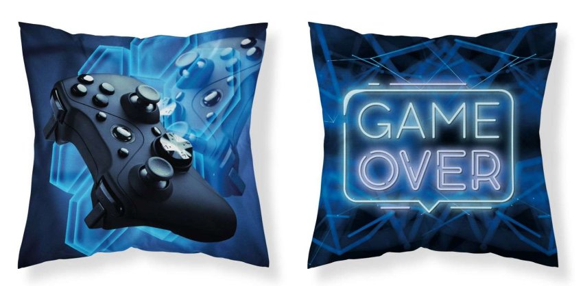 Polštářky - povláčky na polštářky - DETEXPOL Povlak na polštářek Game Over blue micro Polyester, 40/40 cm DETEXPOL Povlak na polštářek Game Over blue micro Polyester, 40/40 cm - povláčky na polštářky