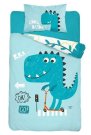 DETEXPOL Bambusové povlečení do postýlky Dino blue Bavlna, Bambus, 100/135, 40/60 cm Povlečení do postýlky