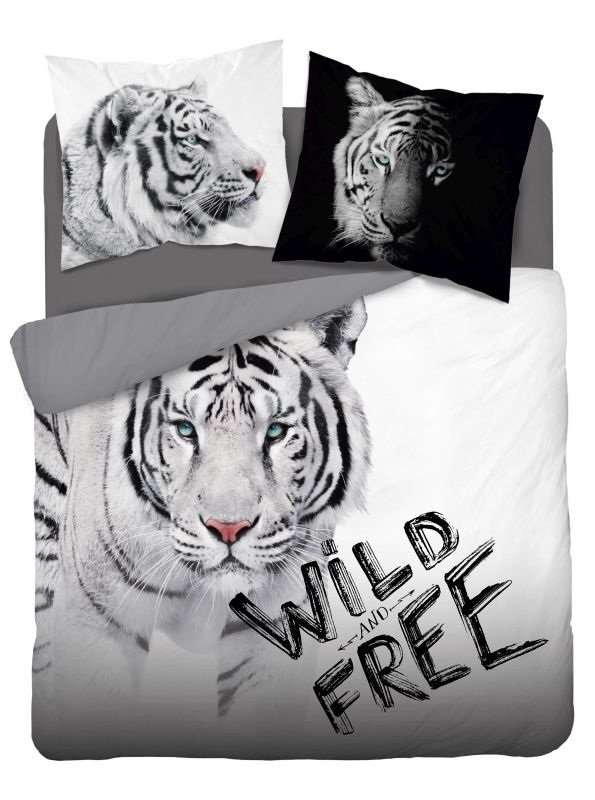 Povlečení fototisk - DETEXPOL Francouzské povlečení Bílý Tygr Wild Free Bavlna, 220/200, 2x70/80 cm DETEXPOL Francouzské povlečení Bílý Tygr Wild Free Bavlna, 220/200, 2x70/80 cm - Povlečení fototisk