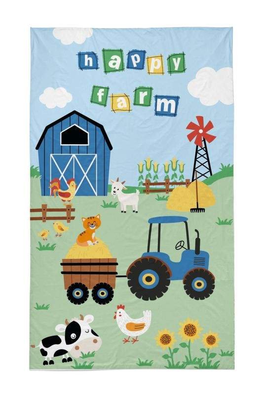 Osušky,ručníky, ponča, župany - ručníky 50x30 cm - DETEXPOL Dětský ručník Farma modrá Bavlna - Froté, 50/30 cm DETEXPOL Dětský ručník Farma modrá Bavlna - Froté, 50/30 cm - ručníky 50x30 cm