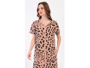 Dámské domácí šaty s krátkým rukávem Leopard