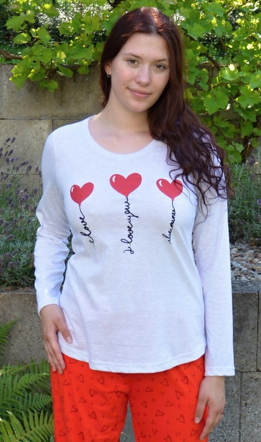 Dámské pyžamo dlouhé I love you - Dámská pyžama s dlouhým rukávem