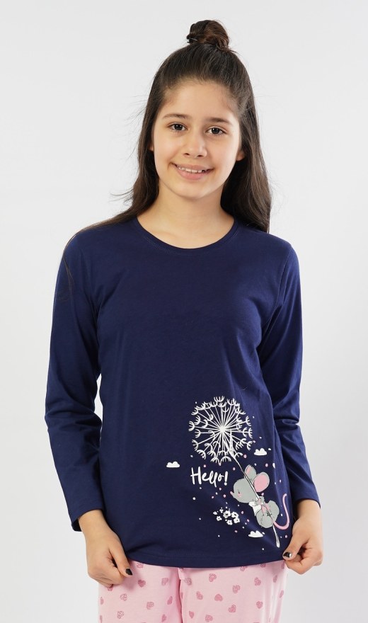 Děti - Holky - Dívčí pyžama - Dívčí pyžama s dlouhým rukávem - Dětské pyžamo dlouhé Myš s pampeliškou Dětské pyžamo dlouhé Myš s pampeliškou - Dívčí pyžama s dlouhým rukávem