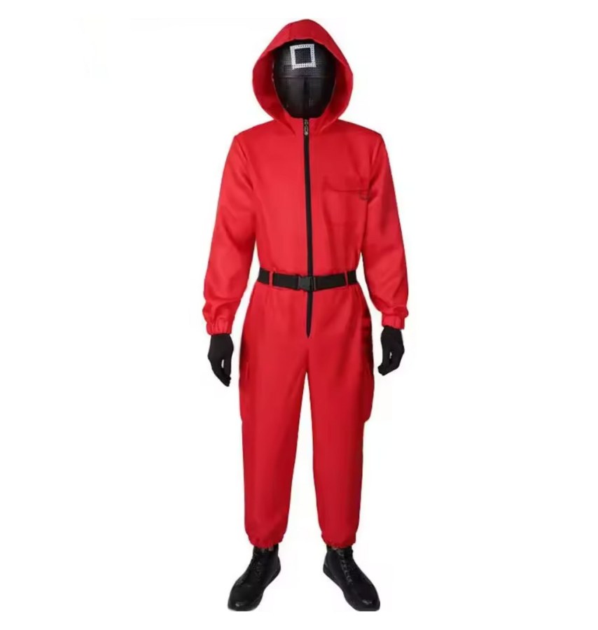 Párty a karneval - Dětské kostýmy - Kostým Squid game - Hra na oliheň Dozorce s maskou a rukavicemi XL Kostým Squid game - Hra na oliheň Dozorce s maskou a rukavicemi XL - Dětské kostýmy