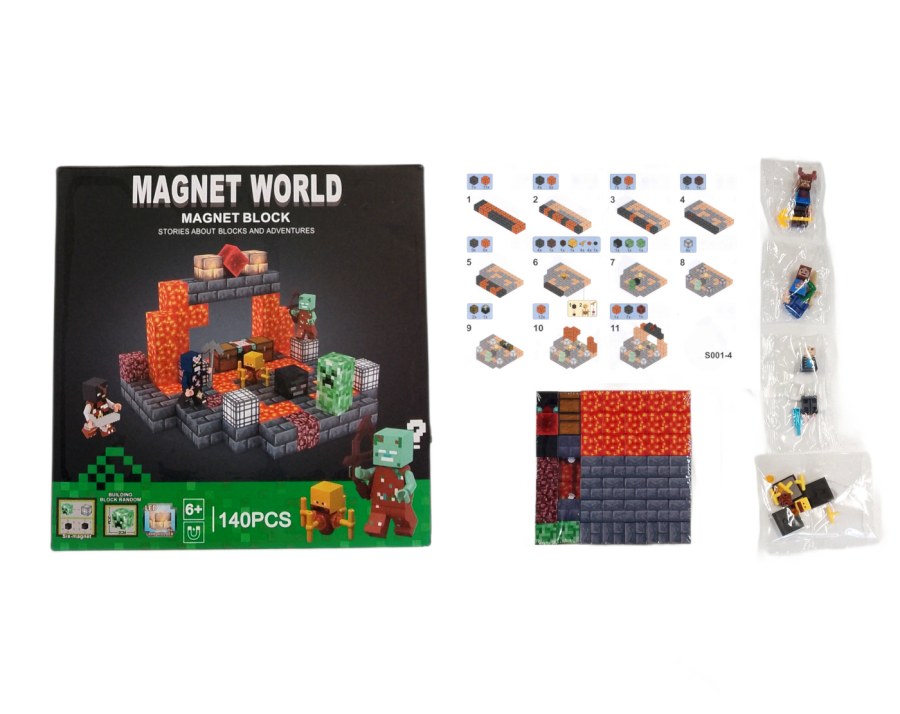 Magnetická stavebnice Minecraft Danger svítící 101ks - Magnetické stavebnice