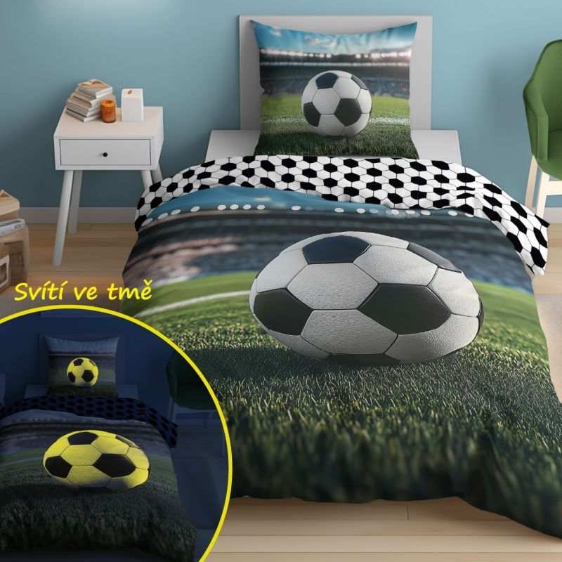 DETEXPOL Povlečení Fotbal II. svítící Bavlna, 140/200, 70/80 cm - Povlečení sportovní kluby