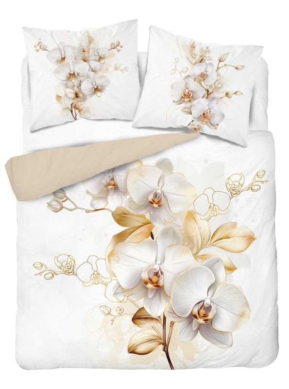 DETEXPOL Francouzské povlečení Orchidej bílá Bavlna, 220/200, 2x70/80 cm - Povlečení klasické vzory
