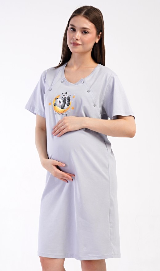 Dámská noční košile mateřská Hello baby - Kojící noční košile s krátkým rukávem