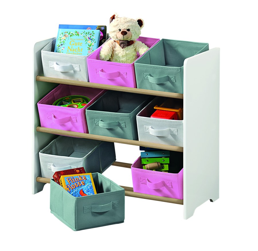 Boxy na hračky - Organizér na hračky růžovo-šedý Organizér na hračky růžovo-šedý - Boxy na hračky