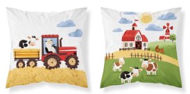 Polštářky povláčky na polštářky - DETEXPOL Povlak na polštářek Farma na kopci červená Bavlna, 40/40 cm DETEXPOL Povlak na polštářek Farma na kopci červená Bavlna, 40/40 cm