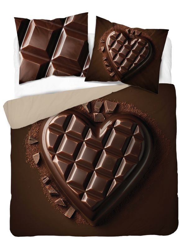Povlečení pro teenagery - DETEXPOL Francouzské povlečení 3D Srdce čokoládové micro Polyester - mikrovlákno, 220/200, 2x70/80 cm DETEXPOL Francouzské povlečení 3D Srdce čokoládové micro Polyester - mikrovlákno, 220/200, 2x70/80 cm - Povlečení pro teenagery
