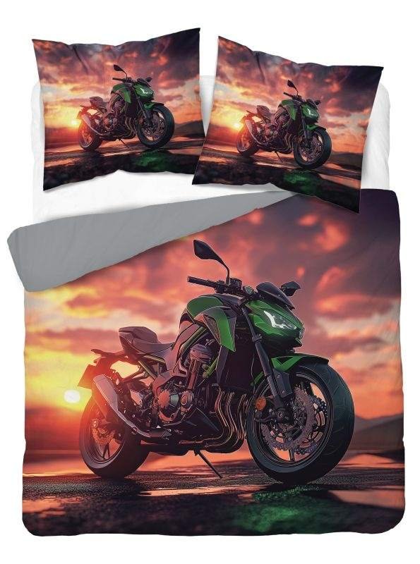 Povlečení pro teenagery - DETEXPOL Francouzské povlečení 3D Motorka micro Polyester - mikrovlákno, 220/200, 2x70/80 cm DETEXPOL Francouzské povlečení 3D Motorka micro Polyester - mikrovlákno, 220/200, 2x70/80 cm - Povlečení pro teenagery