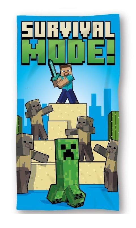 Osušky,ručníky, ponča, župany - plážové osušky - FARO Osuška Minecraft Survival Mode Bavlna - Froté, 70/140 cm FARO Osuška Minecraft Survival Mode Bavlna - Froté, 70/140 cm - plážové osušky