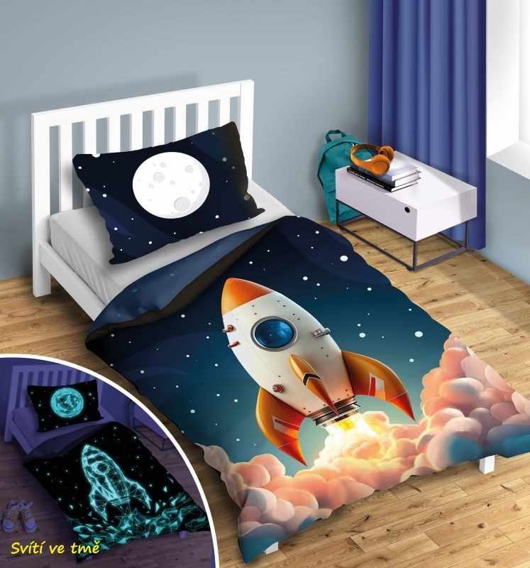 Povlečení pro teenagery - FARO Povlečení Raketa svítící Bavlna, 140/200, 70/90 cm FARO Povlečení Raketa svítící Bavlna, 140/200, 70/90 cm - Povlečení pro teenagery