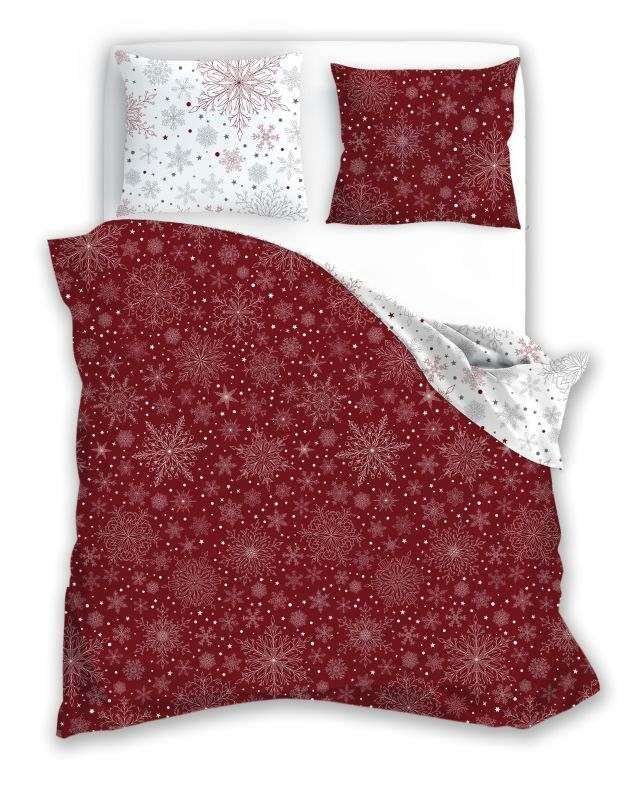 Povlečení pro teenagery - FARO Francouzské Vánoční povlečení Scandic 066 Vločky red Bavlna, 220/200, 2x70/80 cm FARO Francouzské Vánoční povlečení Scandic 066 Vločky red Bavlna, 220/200, 2x70/80 cm - Povlečení pro teenagery