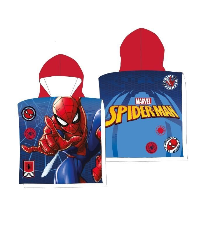 Osušky,ručníky, ponča, župany - ponča - FARO Pončo Spiderman blue micro Polyester - mikrovlákno, 50/100 FARO Pončo Spiderman blue micro Polyester - mikrovlákno, 50/100 - ponča