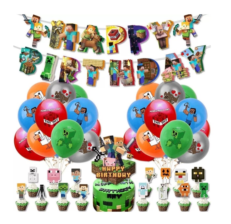 Párty a karneval - Sady balónků a girlandy - Velká narozeninová sada Minecraft 72ks Velká narozeninová sada Minecraft 72ks - Sady balónků a girlandy