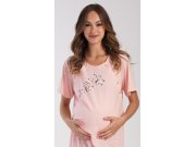 Dámská noční košile mateřská Butterfly Ženy - Dámské noční košile - Kojící noční košile - Kojící noční košile s krátkým rukávem