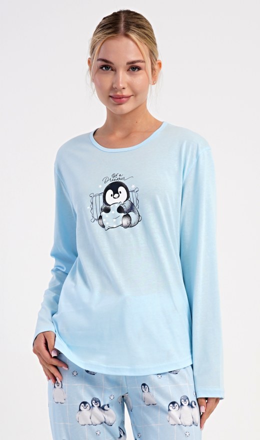 Ženy - Dámská pyžama - Dámská pyžama s dlouhým rukávem - Dámské pyžamo dlouhé Tučňák Dámské pyžamo dlouhé Tučňák - Dámská pyžama s dlouhým rukávem