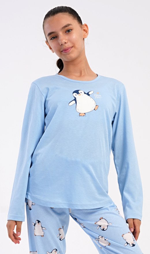 Dětské pyžamo dlouhé Tučňák - Dívčí pyžama s dlouhým rukávem