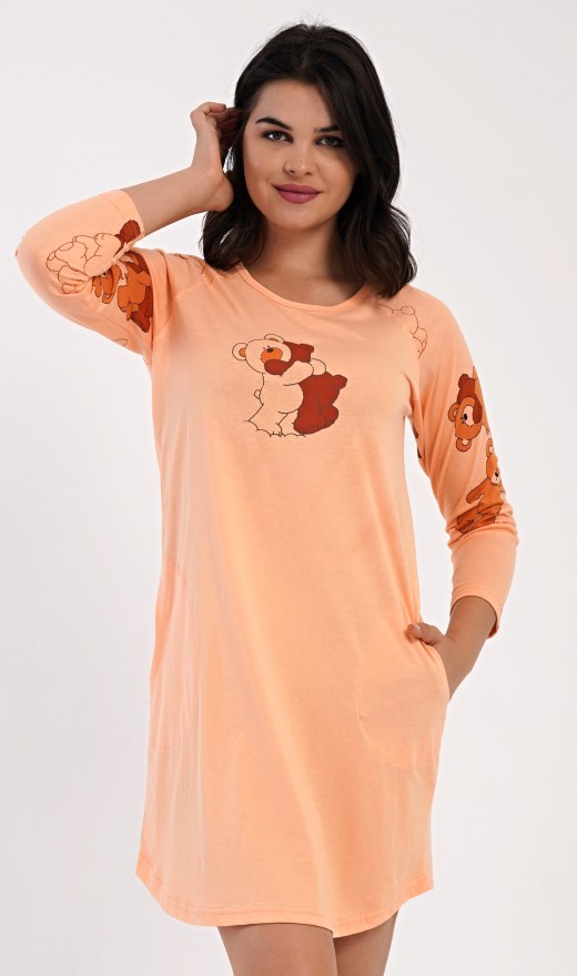 Ženy - Dámské noční košile - Dámské noční košile s tříčtvrtečním rukávem - Dámské domácí šaty s tříčtvrtečním rukávem Patricia Dámské domácí šaty s tříčtvrtečním rukávem Patricia - Dámské noční košile s tříčtvrtečním rukávem