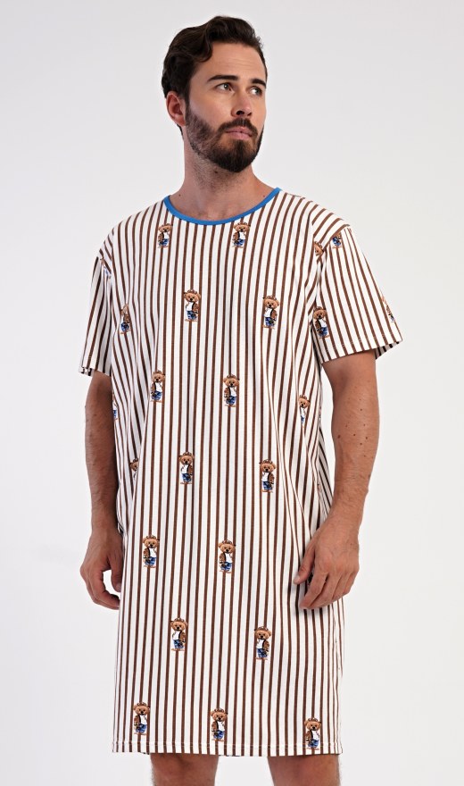 Muži - Pánské noční košile - Pánská noční košile s krátkým rukávem Bear Pánská noční košile s krátkým rukávem Bear - Pánské noční košile