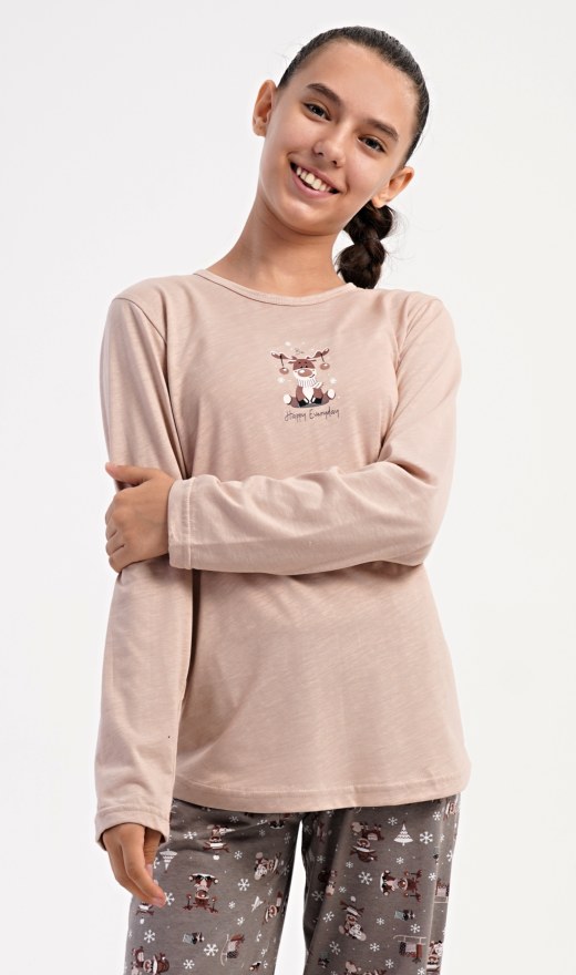 Děti - Holky - Dívčí pyžama - Dívčí pyžama s dlouhým rukávem - Dětské pyžamo dlouhé Sobík Dětské pyžamo dlouhé Sobík - Dívčí pyžama s dlouhým rukávem