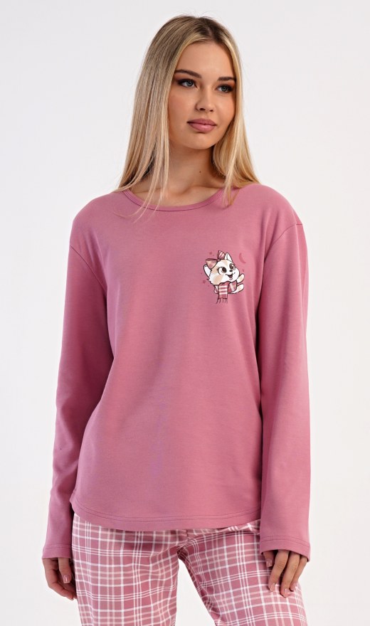 Ženy - Dámská pyžama - Dámská pyžama s dlouhým rukávem - Dámské pyžamo dlouhé Kotě se šálou Dámské pyžamo dlouhé Kotě se šálou - Dámská pyžama s dlouhým rukávem