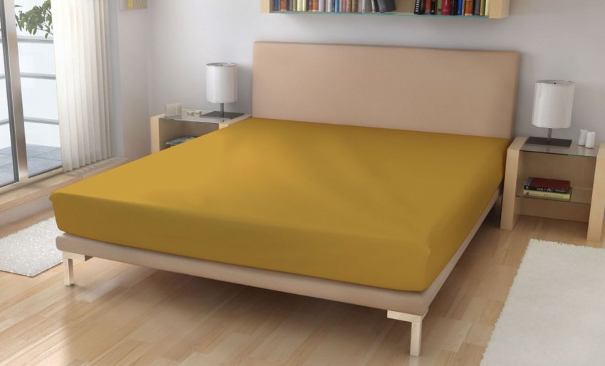 Prostěradla - Polášek Jersey prostěradlo hořčicová Bavlna 150g/m2, 90/200 cm Polášek Jersey prostěradlo hořčicová Bavlna 150g/m2, 90/200 cm - Prostěradla
