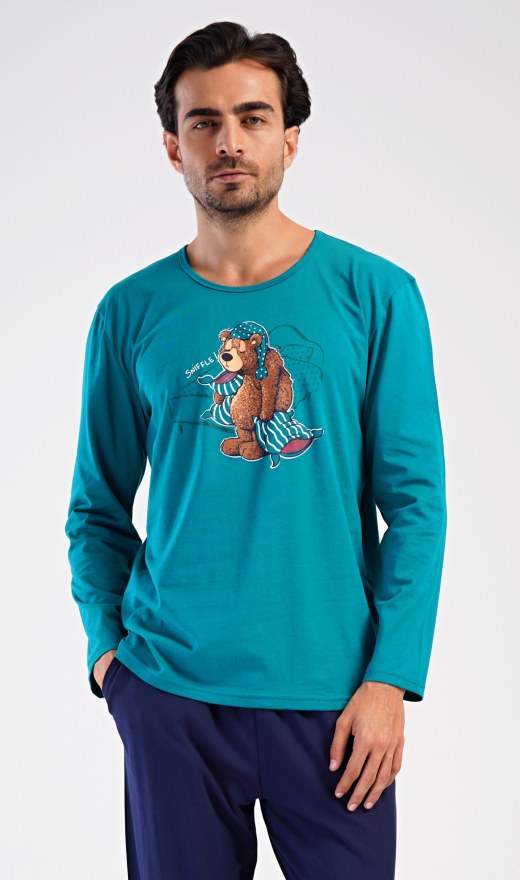 Muži - Pánská pyžama - Pánská pyžama s dlouhým rukávem - Pánské pyžamo dlouhé Méďa Ospalec Pánské pyžamo dlouhé Méďa Ospalec - Pánská pyžama s dlouhým rukávem