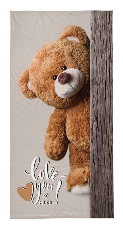 Osušky,ručníky, ponča, župany - plážové osušky - DETEXPOL Osuška Medvídek Love You Bavlna - Froté, 70/140 cm DETEXPOL Osuška Medvídek Love You Bavlna - Froté, 70/140 cm - plážové osušky