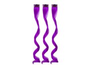 Vlnitý příčesek fialový se sponkou 35cm Purple curly extension 3ks Párty a karneval - Doplňky ke kostýmům