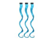 Vlnitý příčesek modrý se sponkou 35cm Blue curly extension 3ks Párty a karneval - Doplňky ke kostýmům