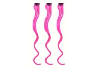 Vlnitý příčesek růžový se sponkou 35cm Pink curly extension 3ks Párty a karneval - Doplňky ke kostýmům